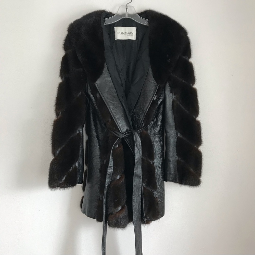 Beautiful Mink and Leather Fur Coat